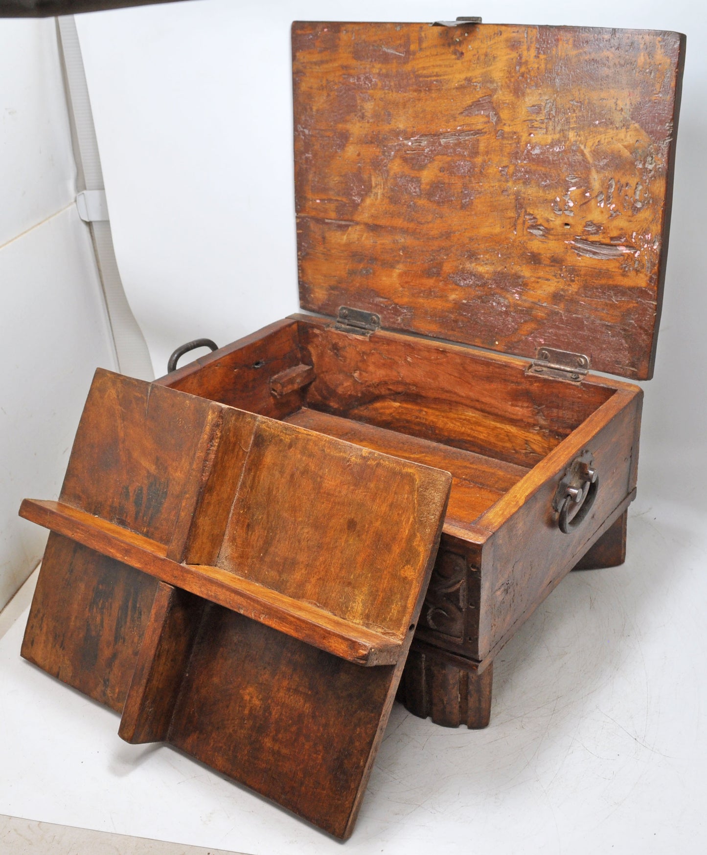 Antique Wooden Large Storage Treaure Chest Box Original Old Fine Hand Carved