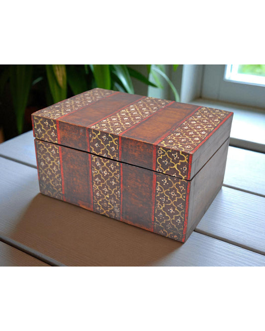 Vintage Wooden Storage Box Original Old Hand Crafted Painted