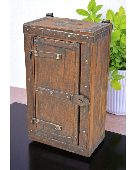 Antique Wooden Wall Hanging Small Cabinet Original Old Hand Crafted