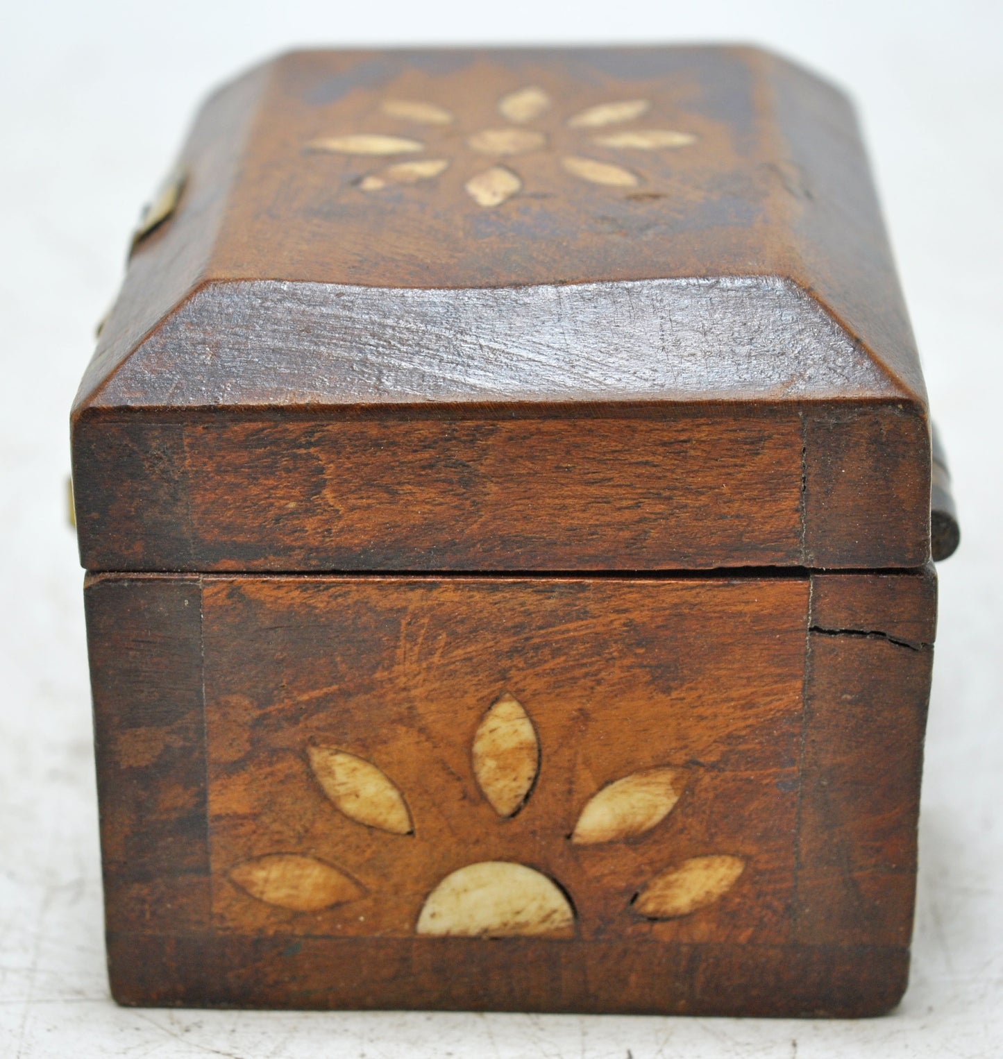 Vintage Wooden Small Storage Box Original Old Hand Crafted Brass Fitted