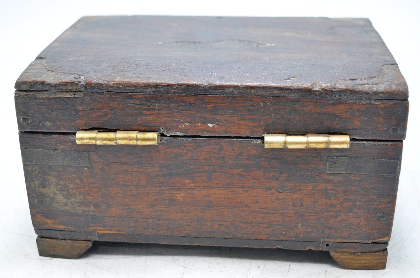 Vintage Wooden Small Storage Box Original Old Hand Crafted Brass Fitted