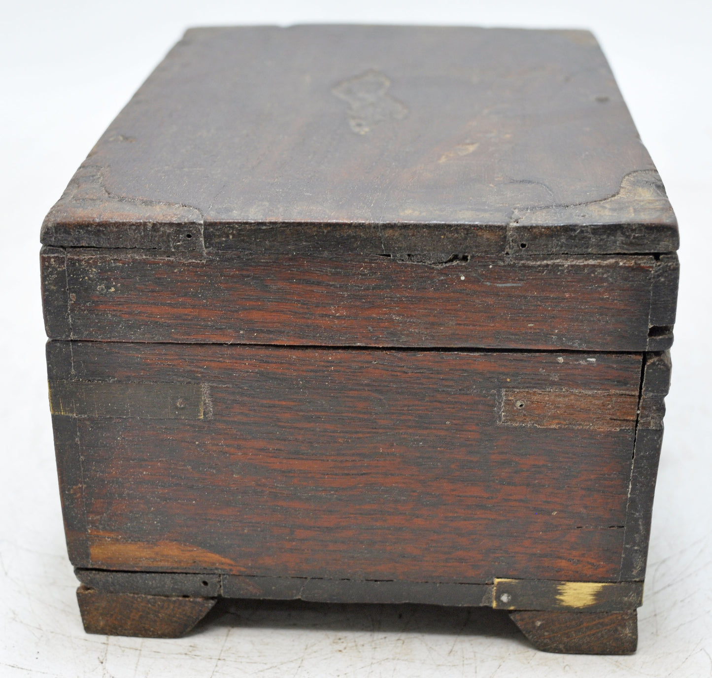 Vintage Wooden Small Storage Box Original Old Hand Crafted Brass Fitted