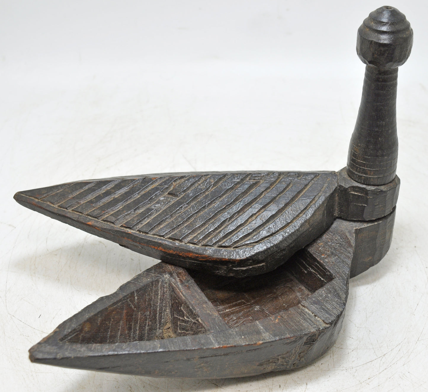 Antique Wooden Kitchenware Spice Box Original Old Hand Carved