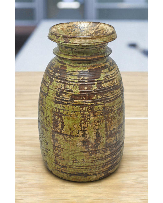 Antique Wooden Himalayan Water Pot Original Old Hand Carved