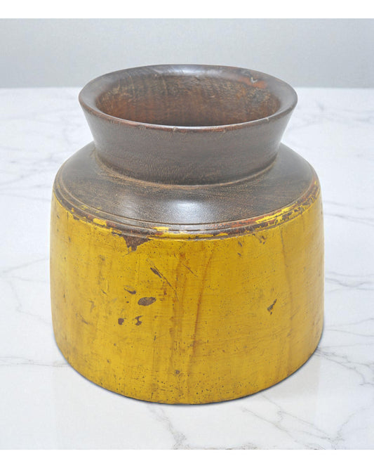 Antique Wooden Himalayan Water Pot Original Old Hand Carved