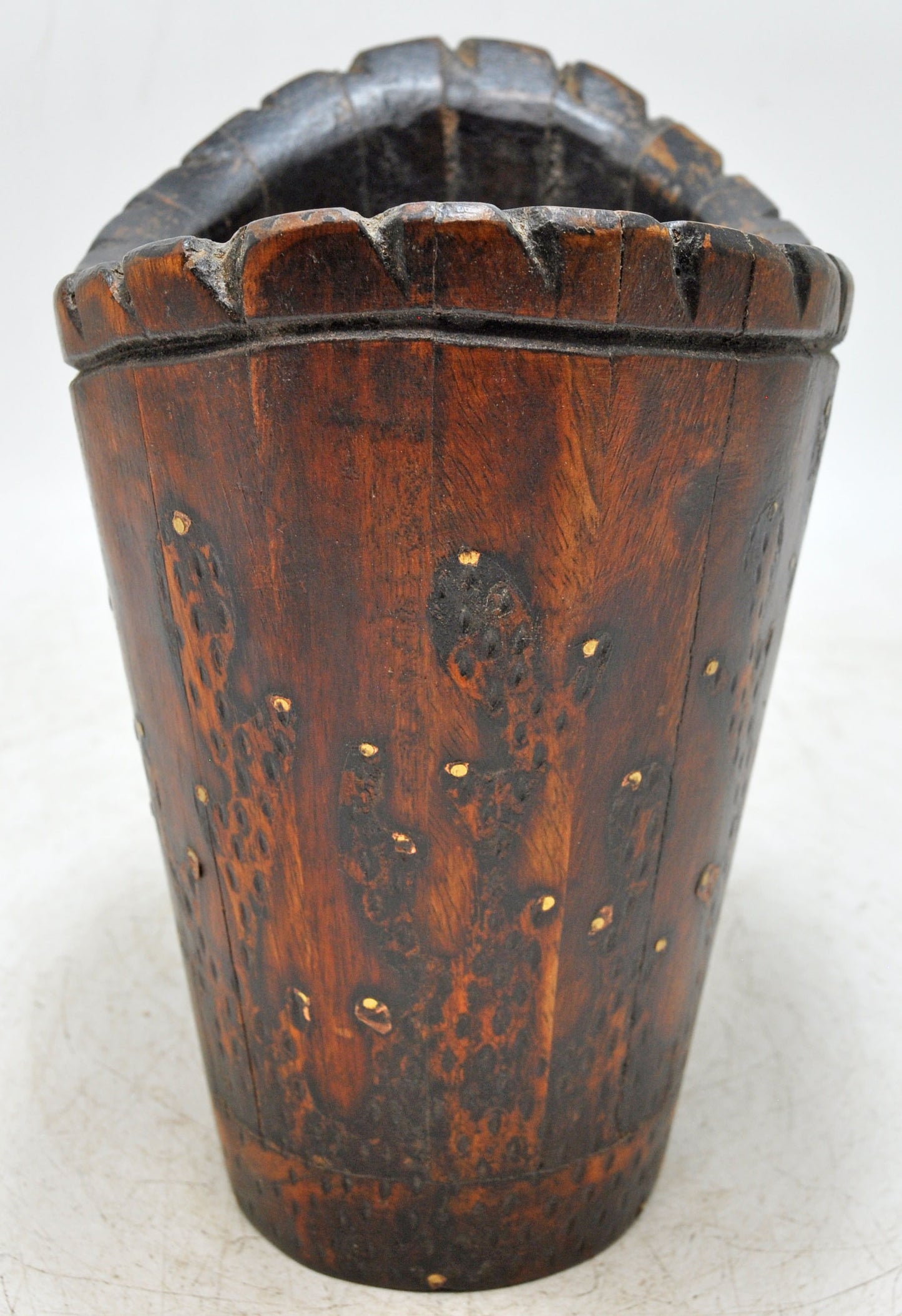 Vintage Wooden Planter Pot Original Old Hand Crafted