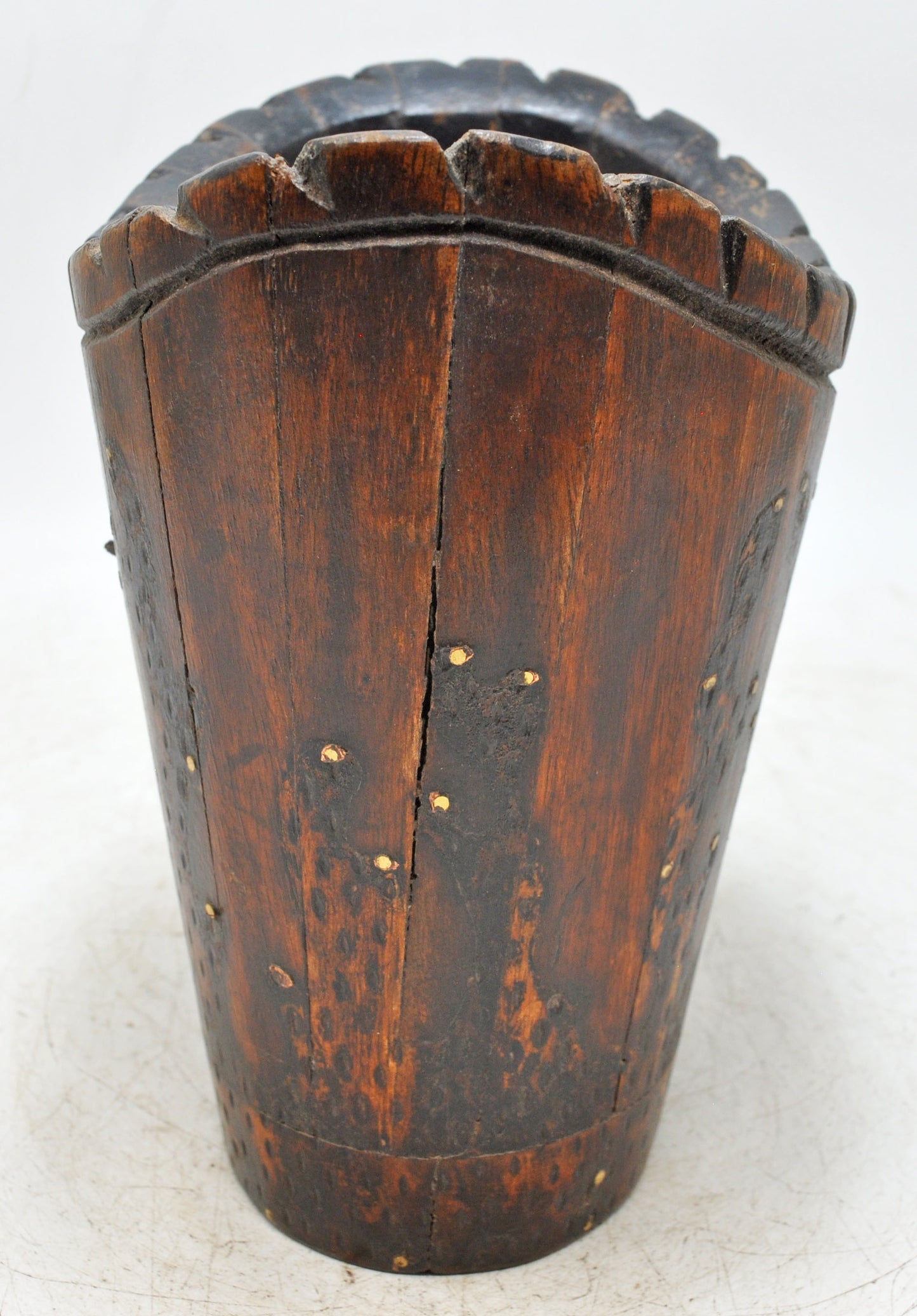 Vintage Wooden Planter Pot Original Old Hand Crafted
