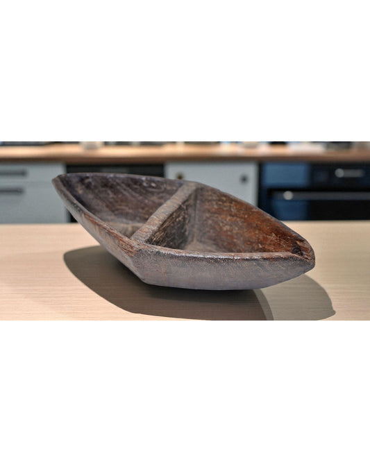 Antique Wooden Kitchenware Salt Spice Bowl Original Old Hand Carved