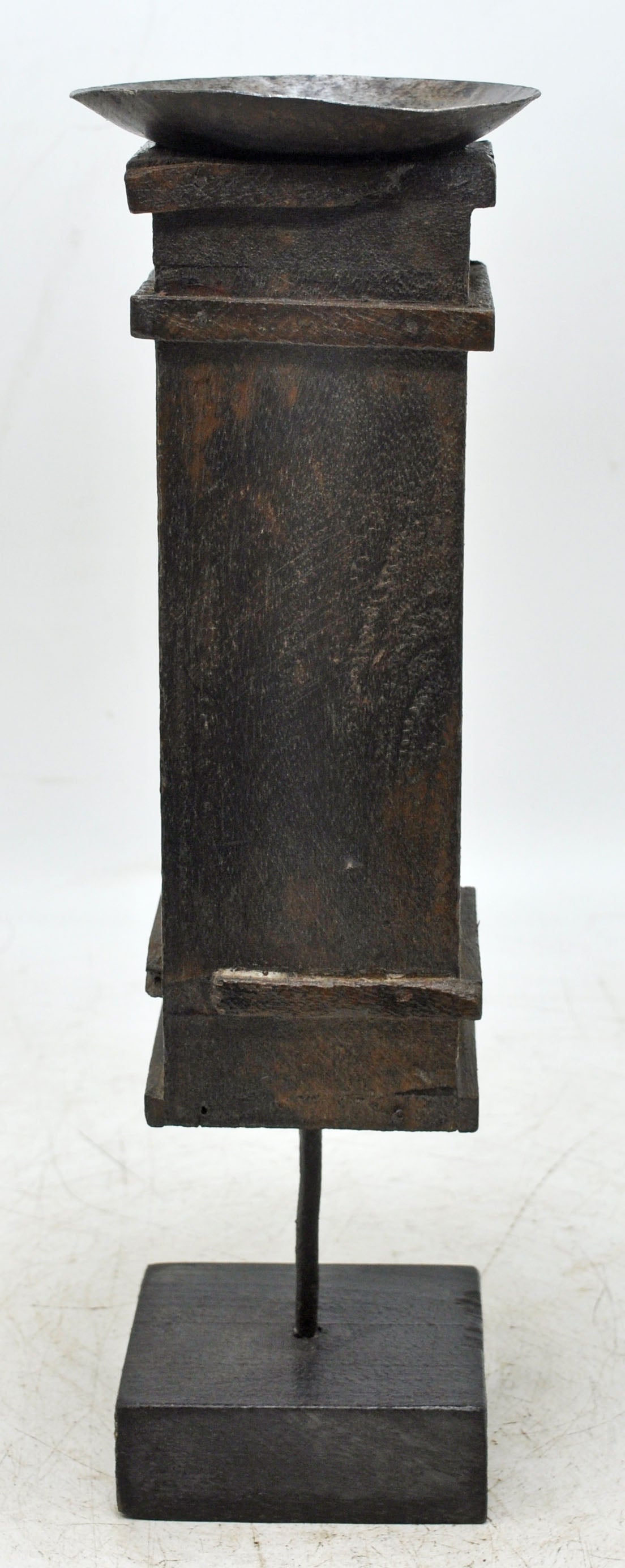 Antique Wooden Candle Holder Stand Original Old Hand Carved