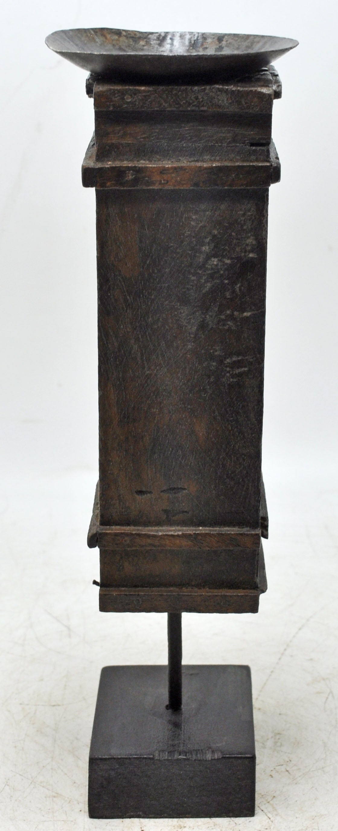 Antique Wooden Candle Holder Stand Original Old Hand Carved