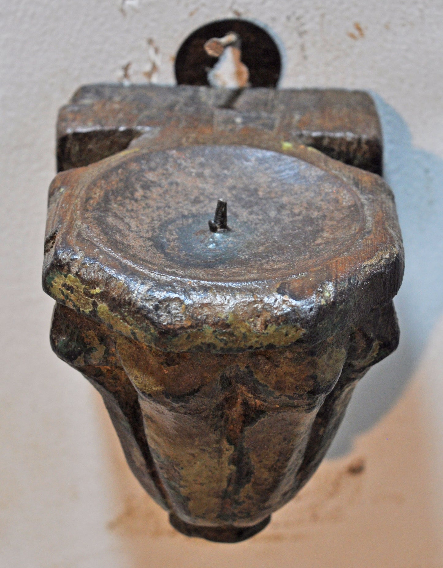 Antique Wooden Wall Hanging Candle Holder Stand Original Old Hand Carved