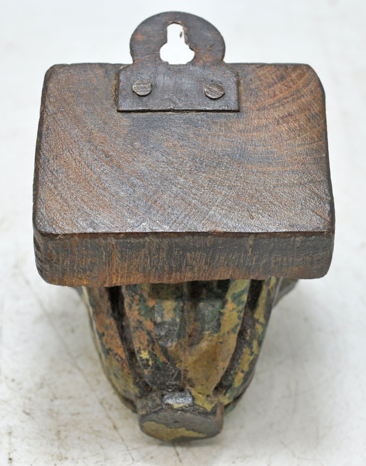 Antique Wooden Wall Hanging Candle Holder Stand Original Old Hand Carved