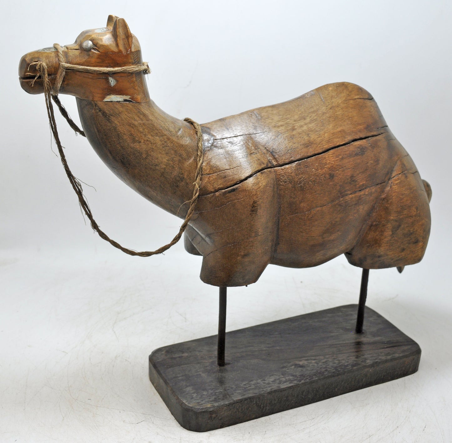 Vintage Wooden Large Camel Figurine Original Old Hand Carved