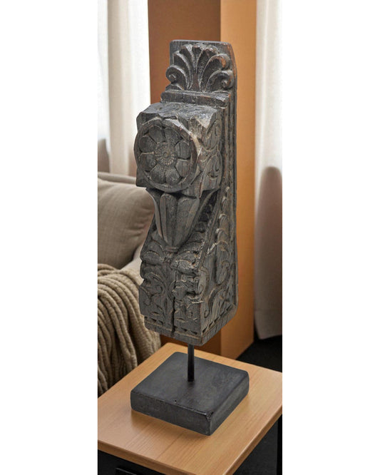 Antique Wooden Bracket Carving on Stand Original Old Fine Hand Carved