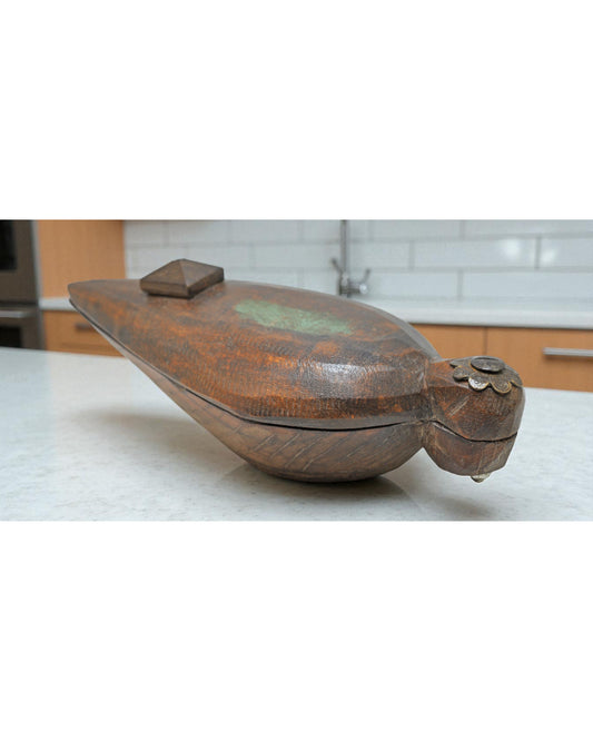 Antique Wooden Kitchenware Spice Box Original Old Hand Carved