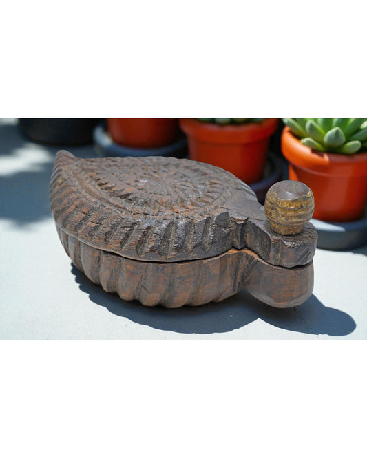 Antique Wooden Kitchenware Spice Box Original Old Hand Carved