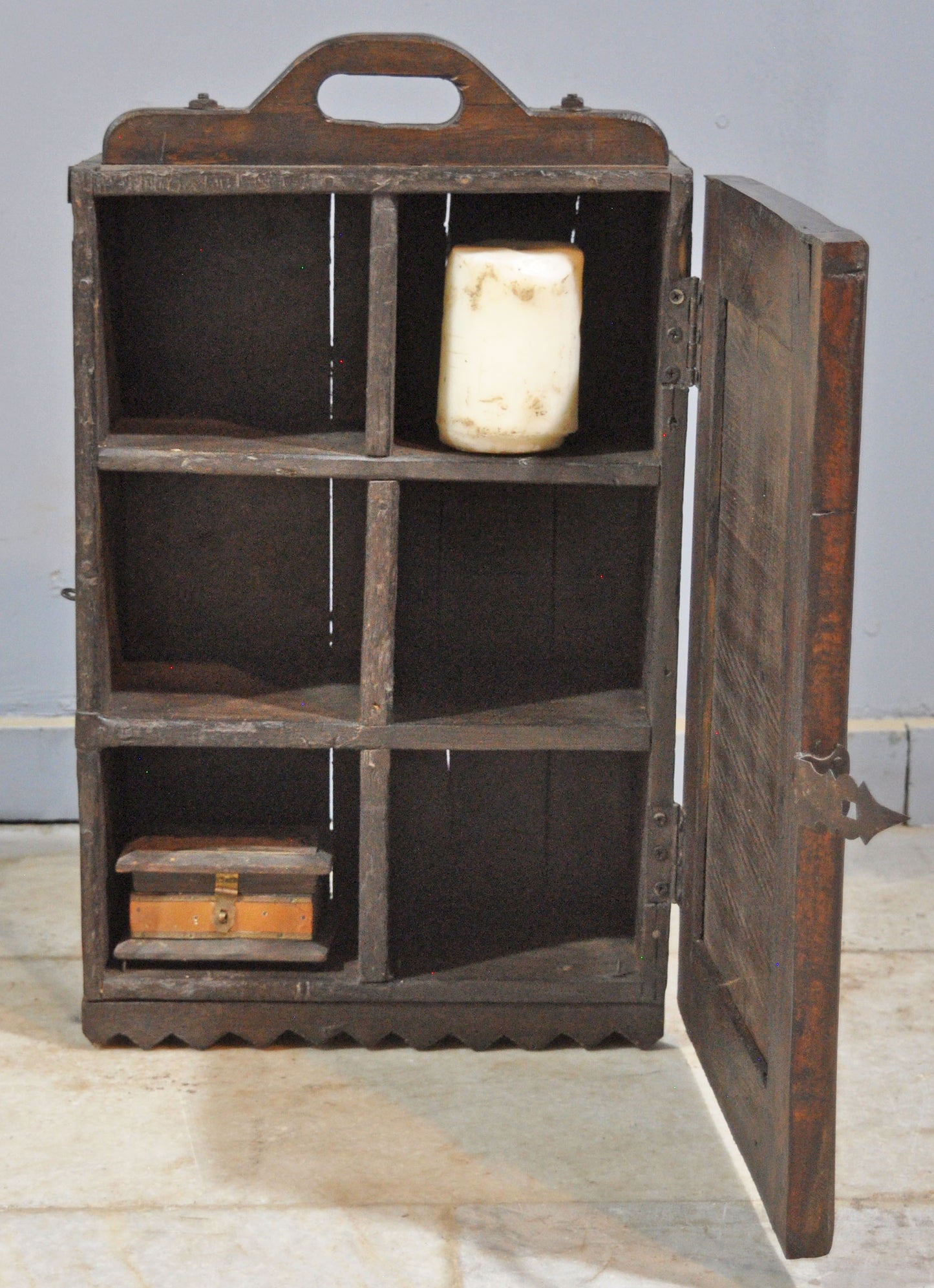 Antique Wooden Kitchen Side Cabinet Original Old Hand Crafted Carved