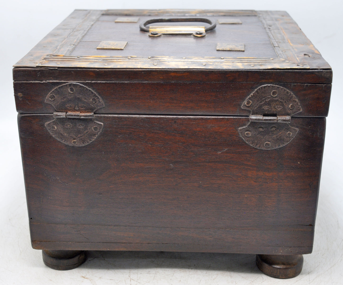 Antique Wooden Storage Chest Box Original Old Hand Crafted Brass Fitted