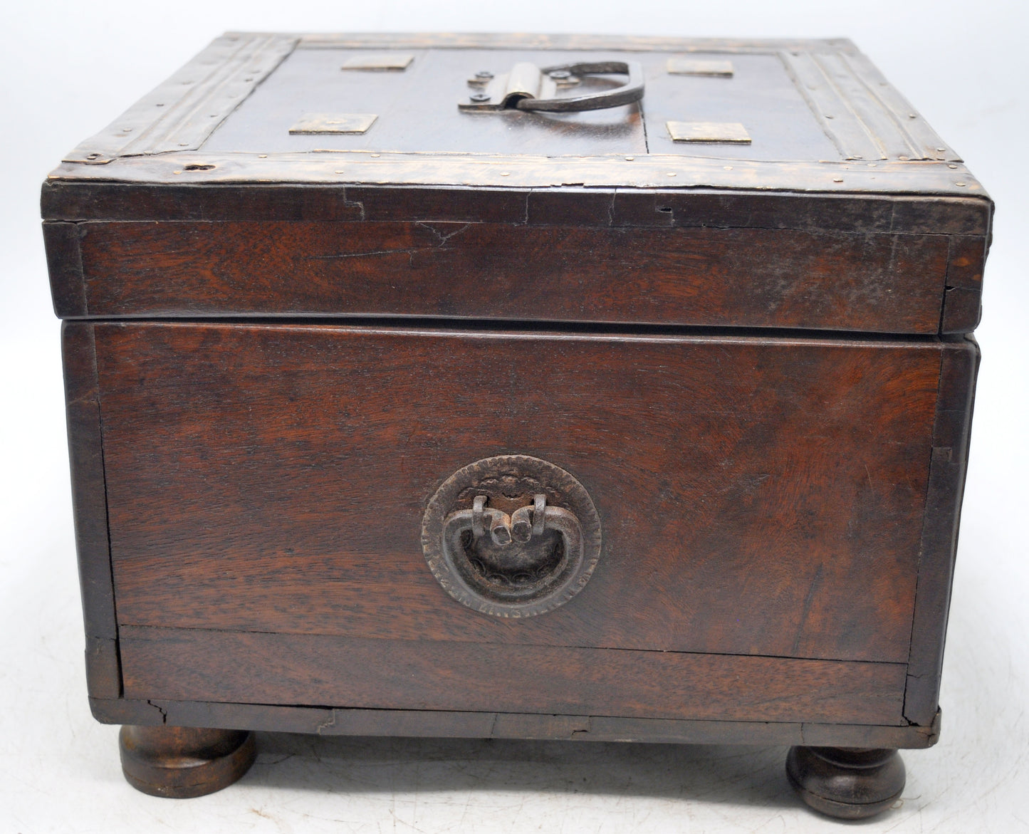 Antique Wooden Storage Chest Box Original Old Hand Crafted Brass Fitted