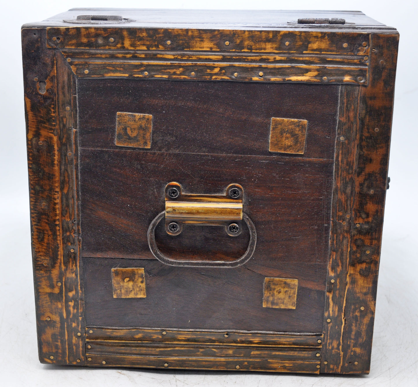Antique Wooden Storage Chest Box Original Old Hand Crafted Brass Fitted