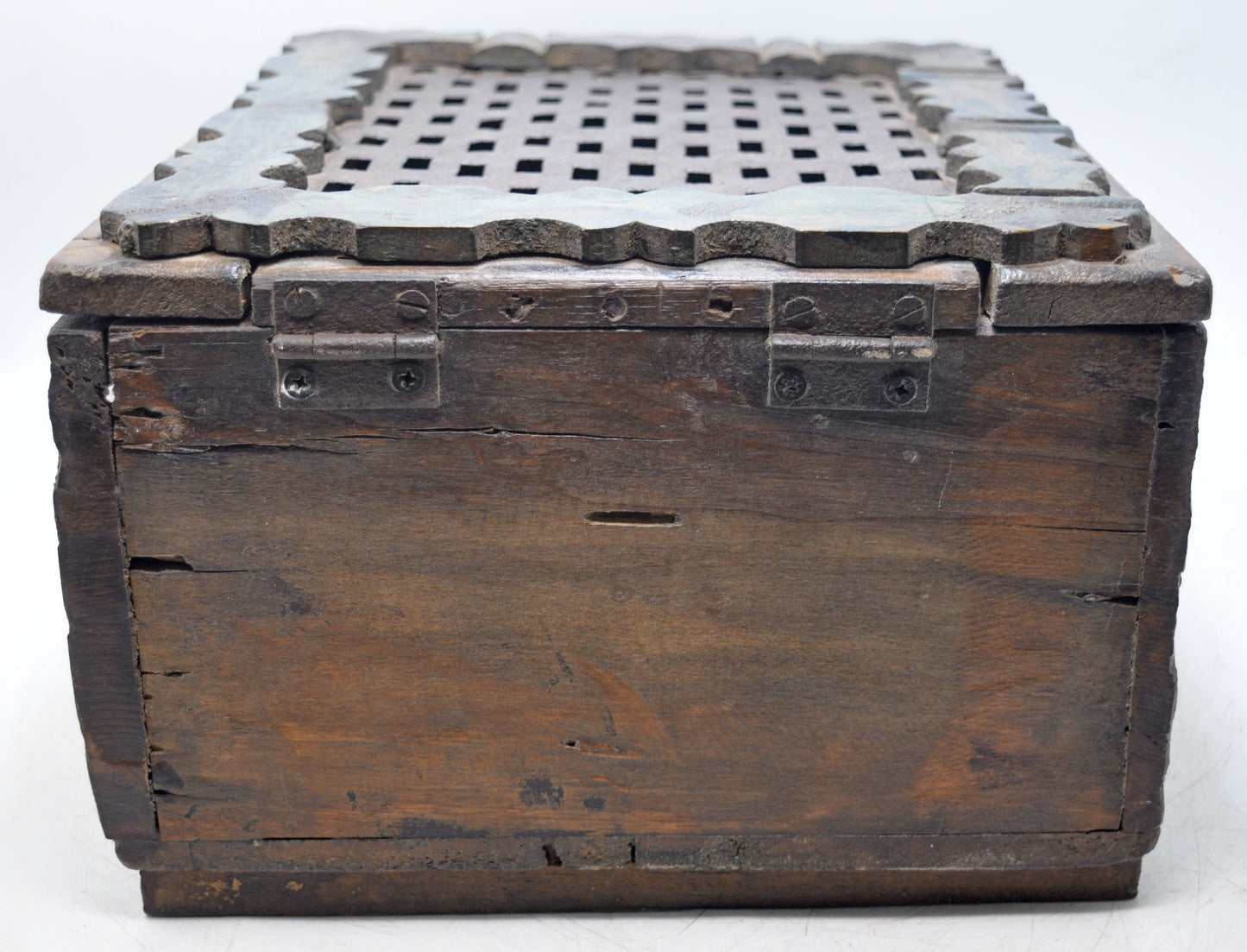 Antique Wooden Storage Chest Box Original Old Hand Crafted Brass Fitted