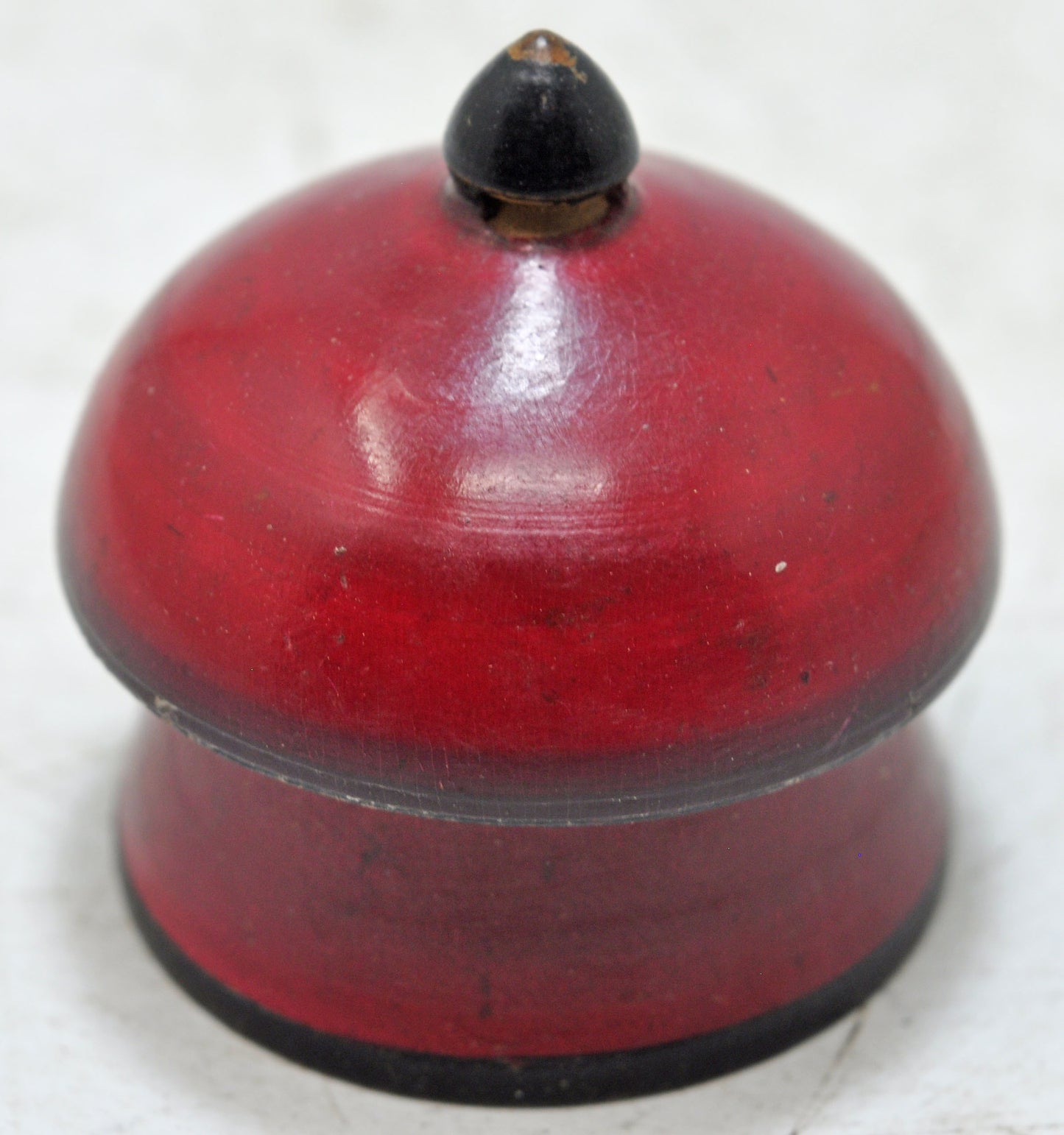 Antique Wooden Kum Kum Powder Tika Box Original Old Carved Lacquer Painted