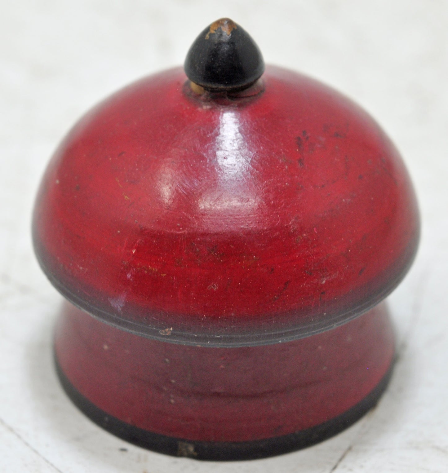 Antique Wooden Kum Kum Powder Tika Box Original Old Carved Lacquer Painted