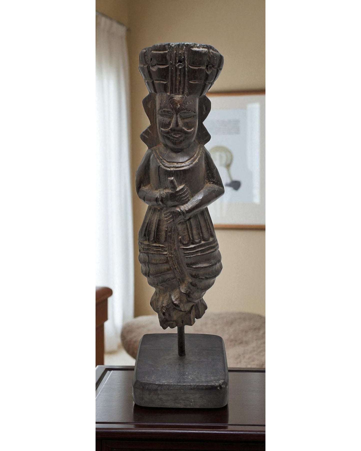 Vintage Wooden Watchman Statue Figurine Original Old Fine Hand Carved
