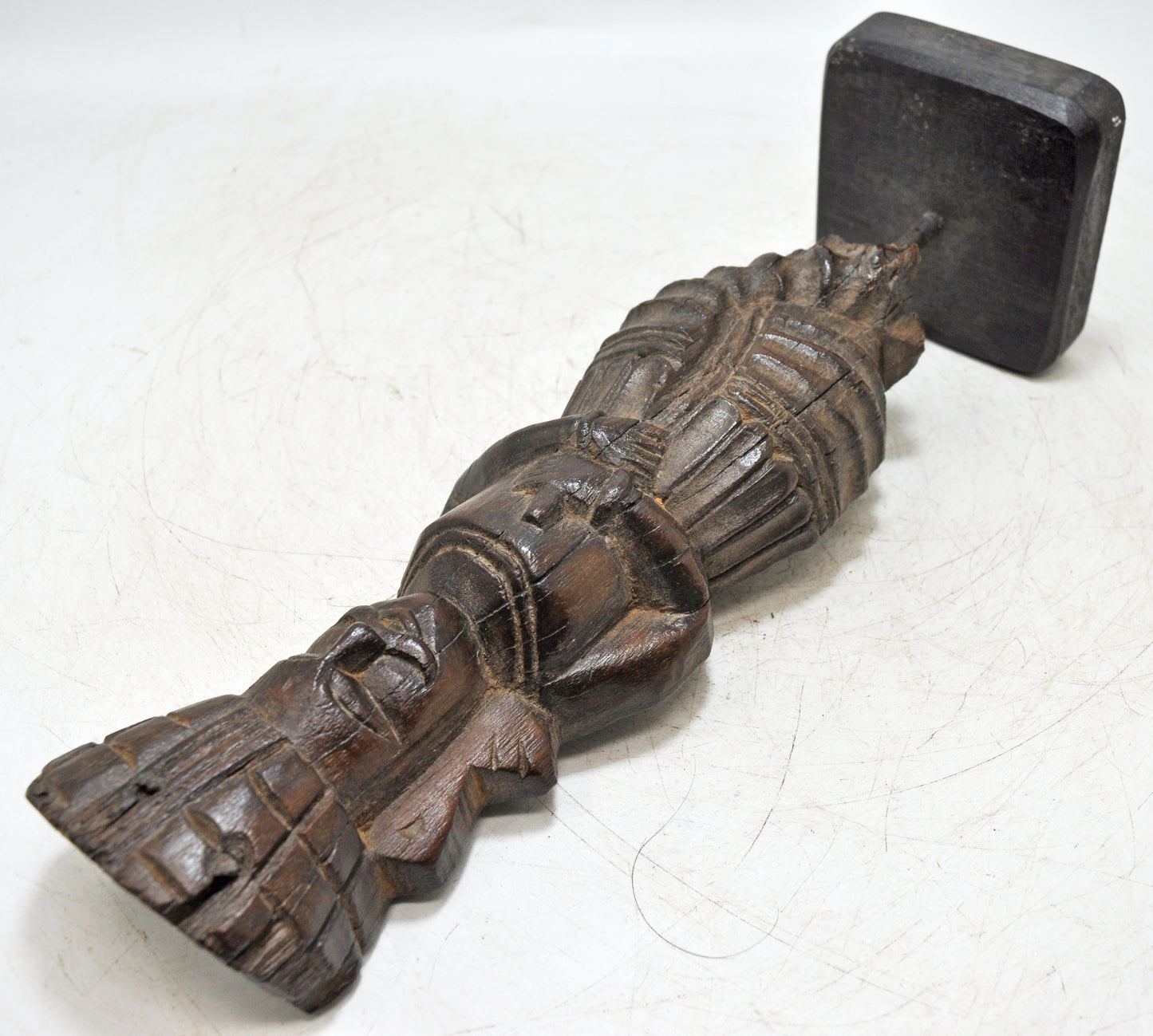 Vintage Wooden Watchman Statue Figurine Original Old Fine Hand Carved