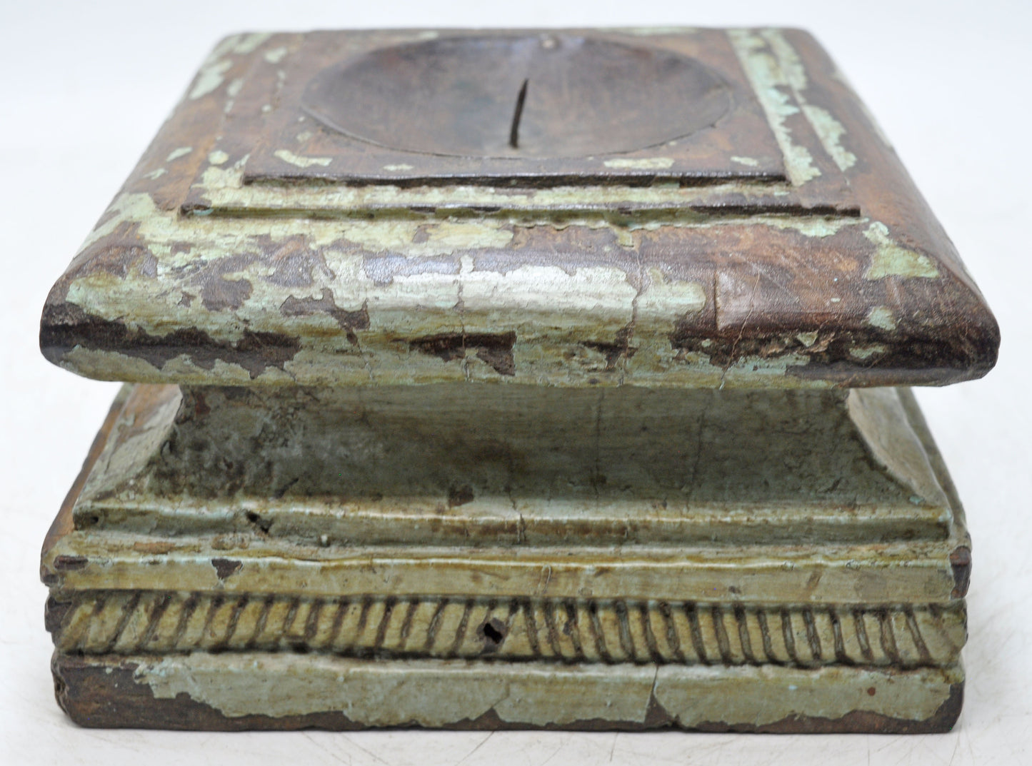 Antique Wooden Pillar Column Base Candle Holder Original Old Hand Carved