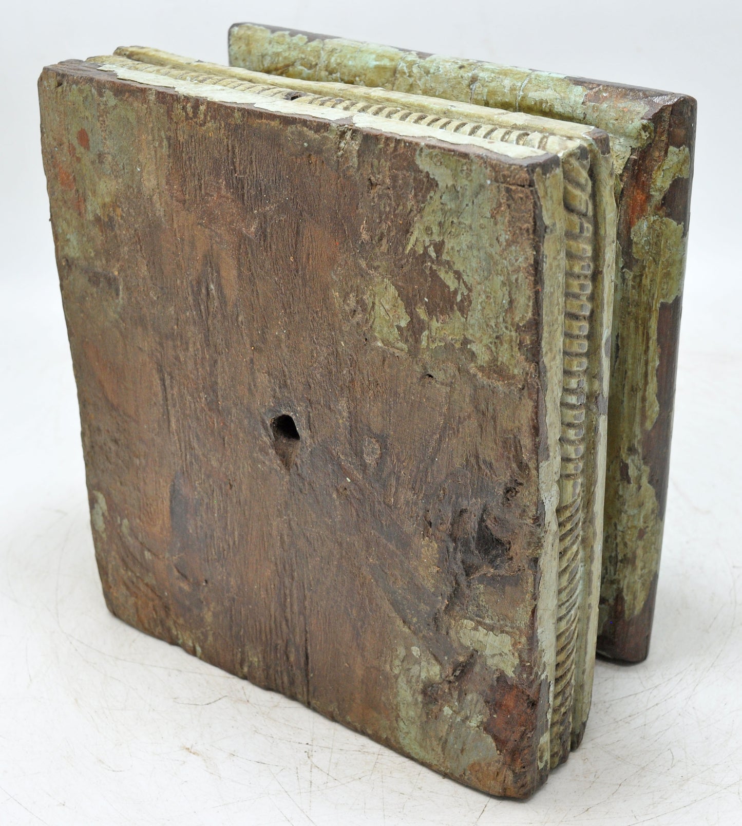 Antique Wooden Pillar Column Base Candle Holder Original Old Hand Carved