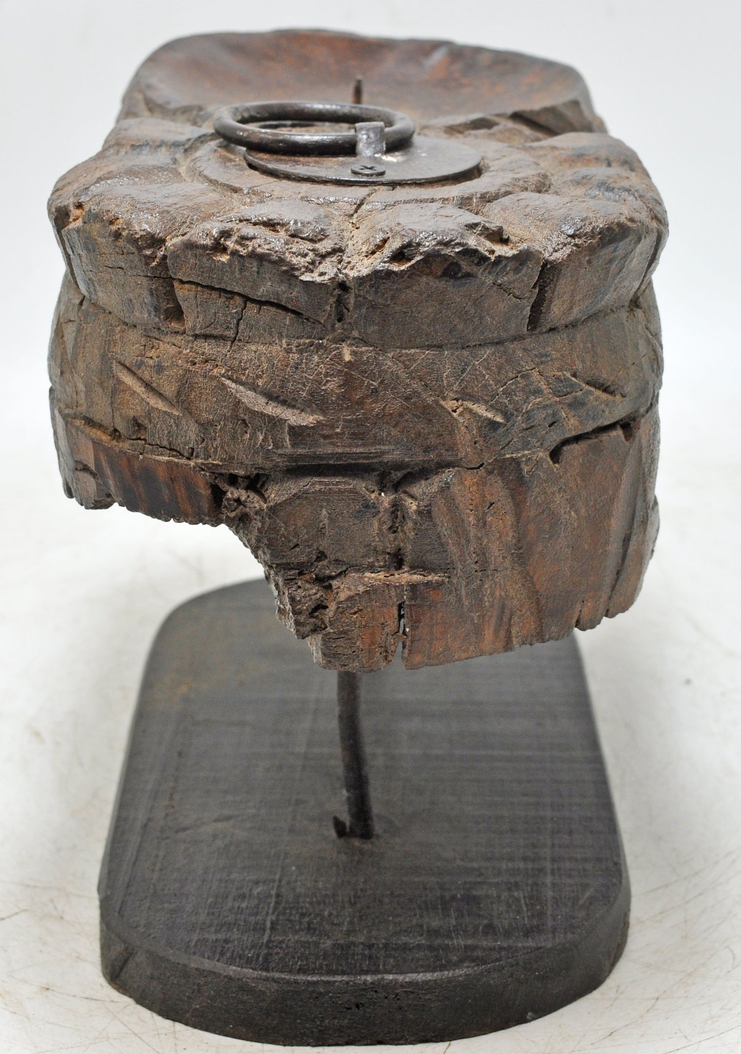 Antique Wooden Candle Holder Stand Original Old Hand Carved