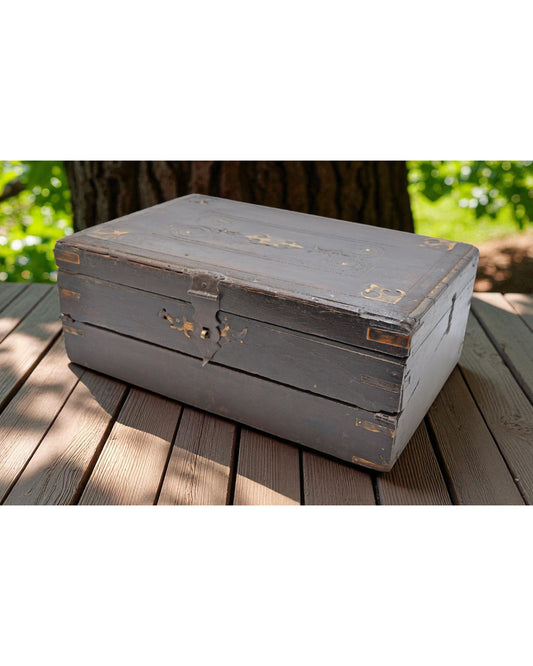 Antique Wooden Merchants Cash Chest Box Original Old Fine Hand Crafted Brass Fitted
