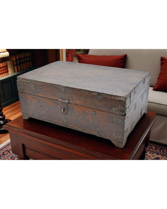 Antique Wooden Merchants Cash Chest Box Original Old Fine Hand Crafted Brass Fitted