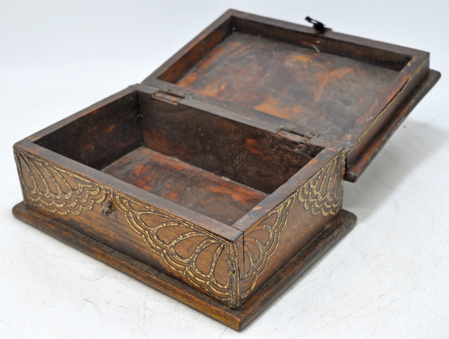 Antique Wooden Storage Chest Box Original Old Hand Crafted Brass Fitted