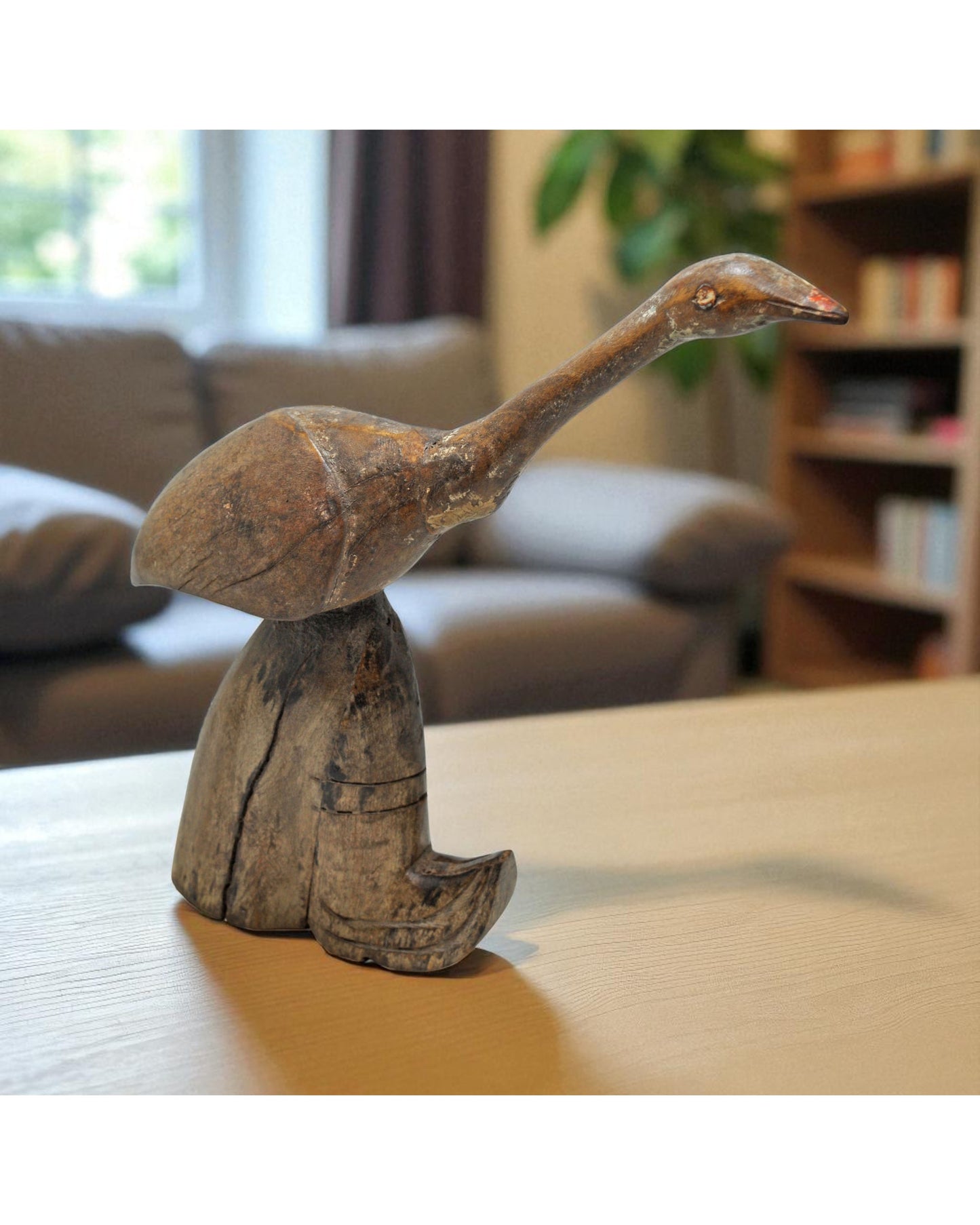 Vintage Wooden Bird Figurine Original Old Fine Hand Carved