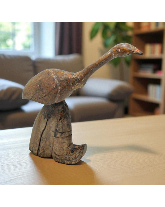Vintage Wooden Bird Figurine Original Old Fine Hand Carved