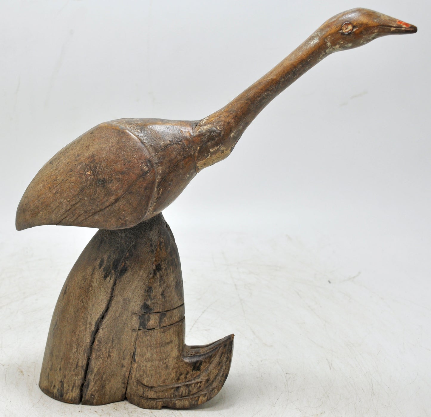 Vintage Wooden Bird Figurine Original Old Fine Hand Carved