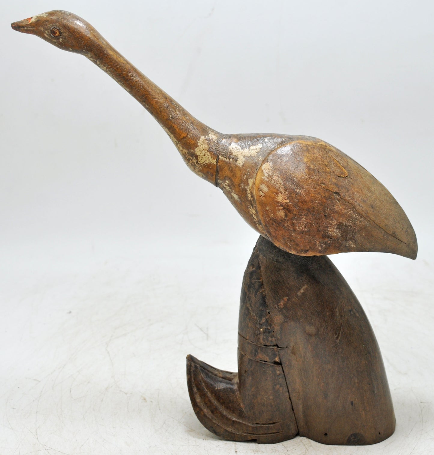 Vintage Wooden Bird Figurine Original Old Fine Hand Carved