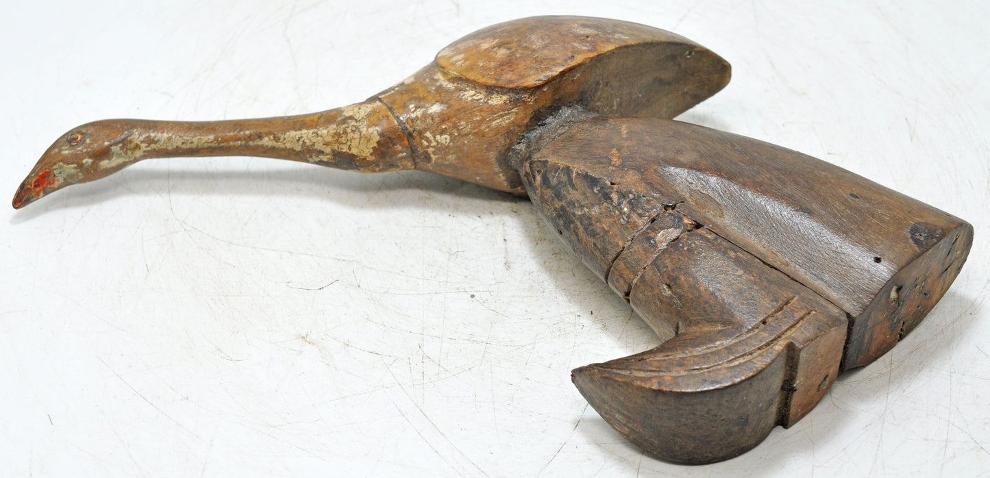 Vintage Wooden Bird Figurine Original Old Fine Hand Carved