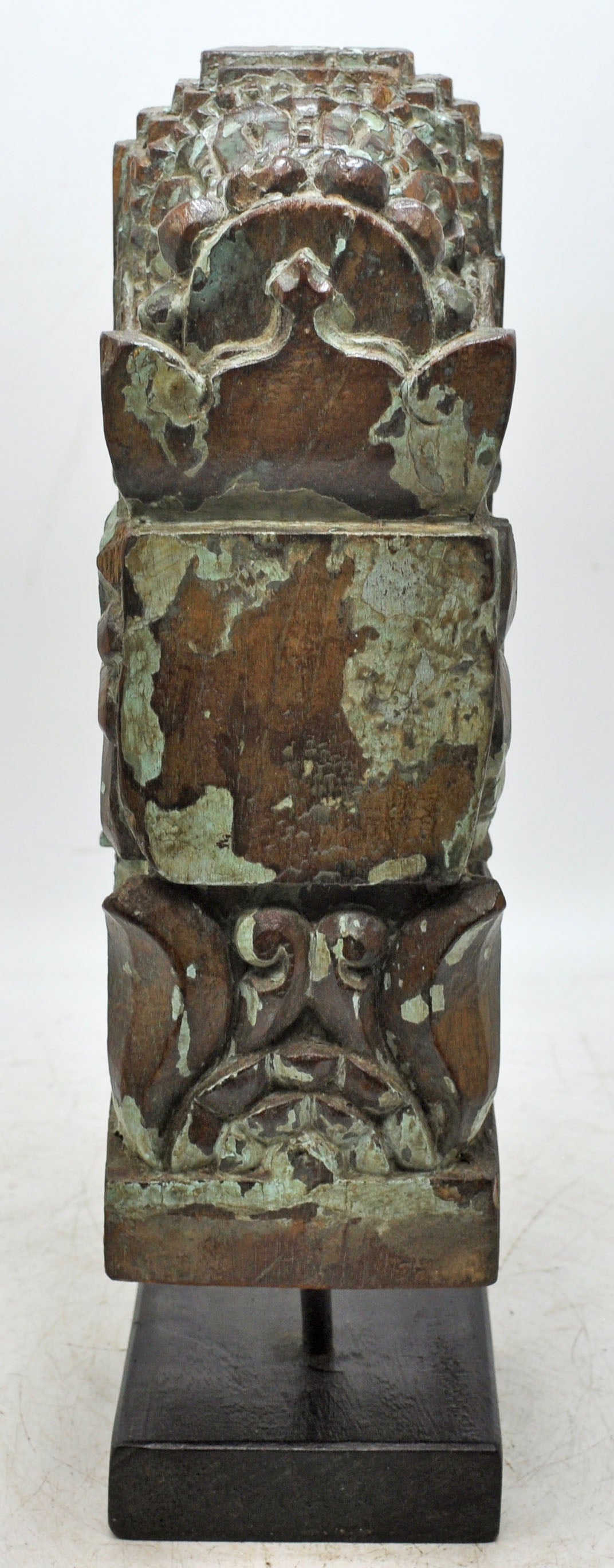 Antique Wooden Bracket Carving on Stand Original Old Fine Hand Carved Rustic Painted