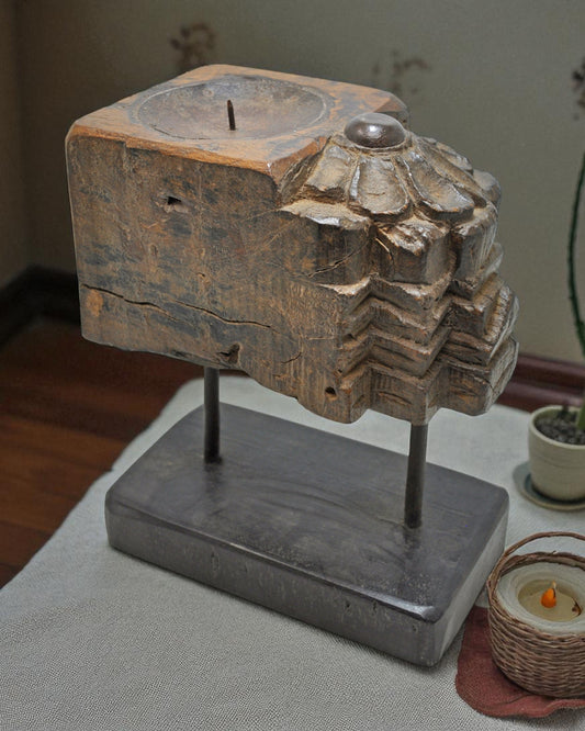 Antique Wooden Bracket Carving Candle Holder Original Old Hand Carved