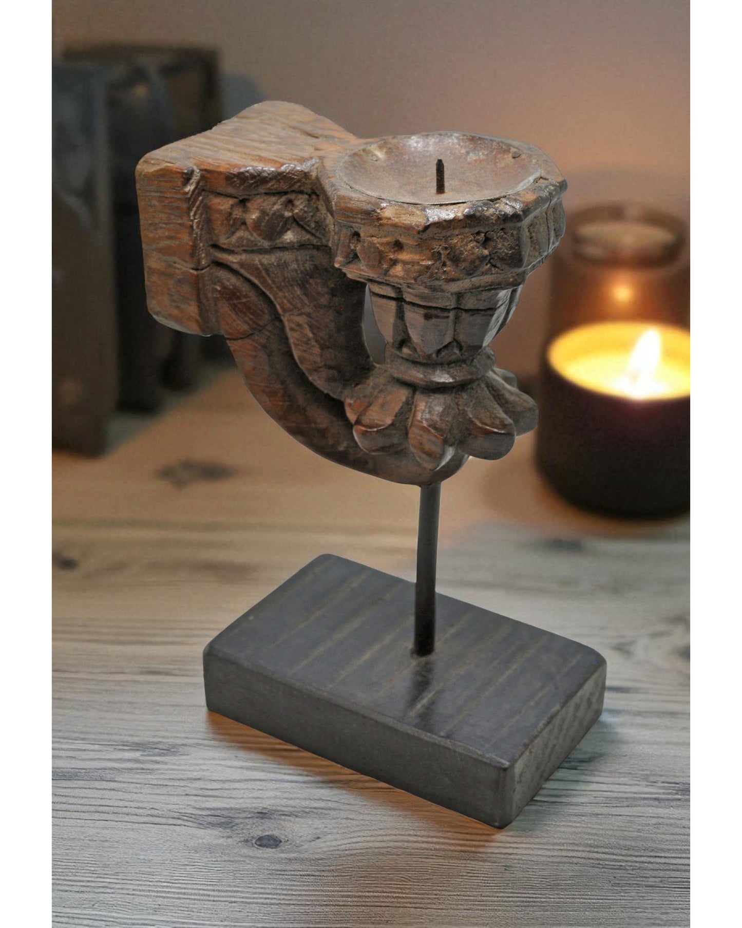 Antique Wooden Bracket Carving Candle Holder Original Old Hand Carved