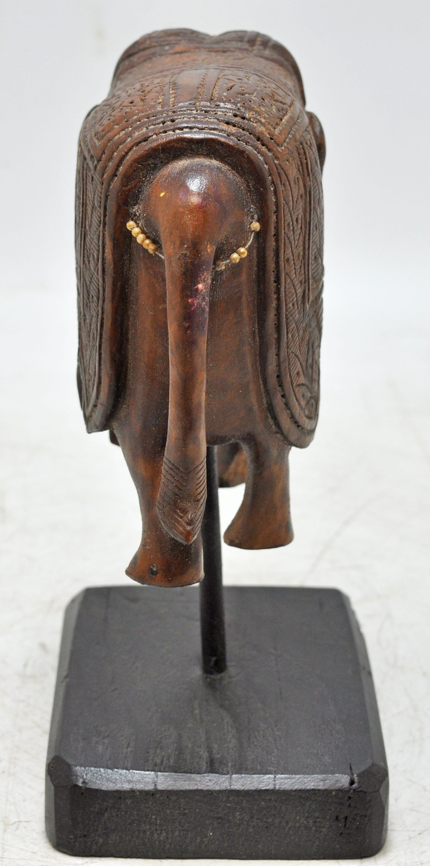Vintage Wooden Small Elephant Figurine Original Old Fine Hand Carved