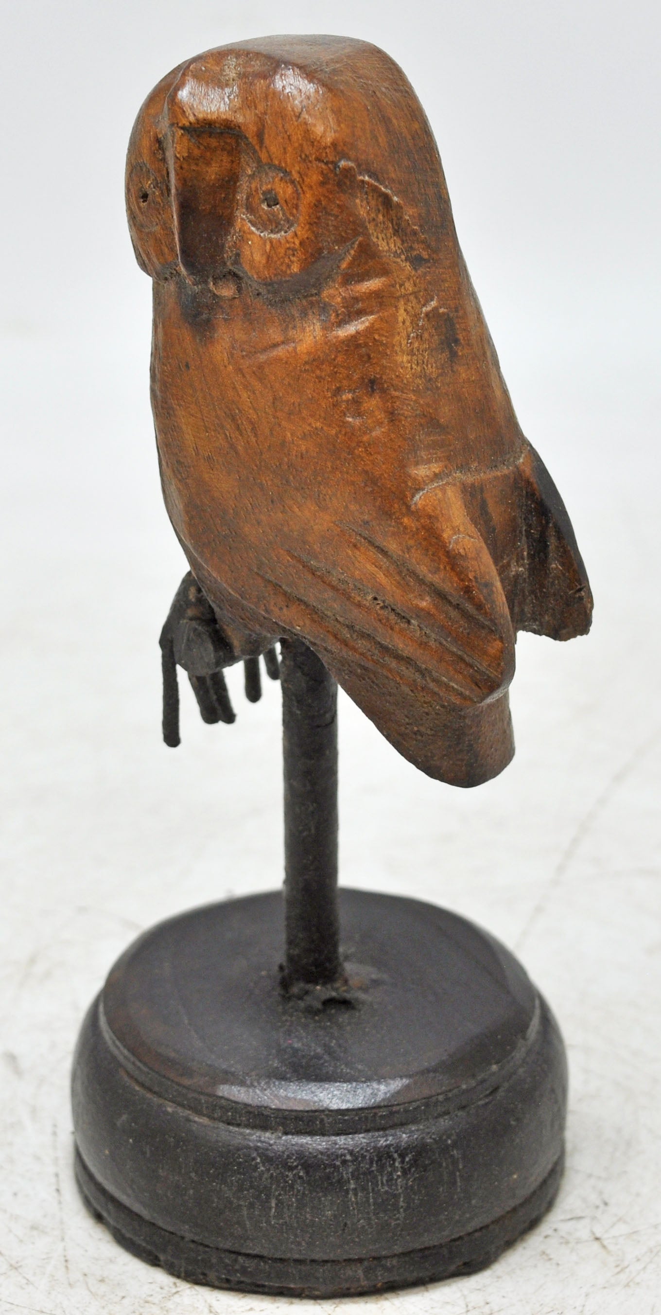 Vintage Wooden Small Owl Bird Figurine Original Old Fine Hand Carved