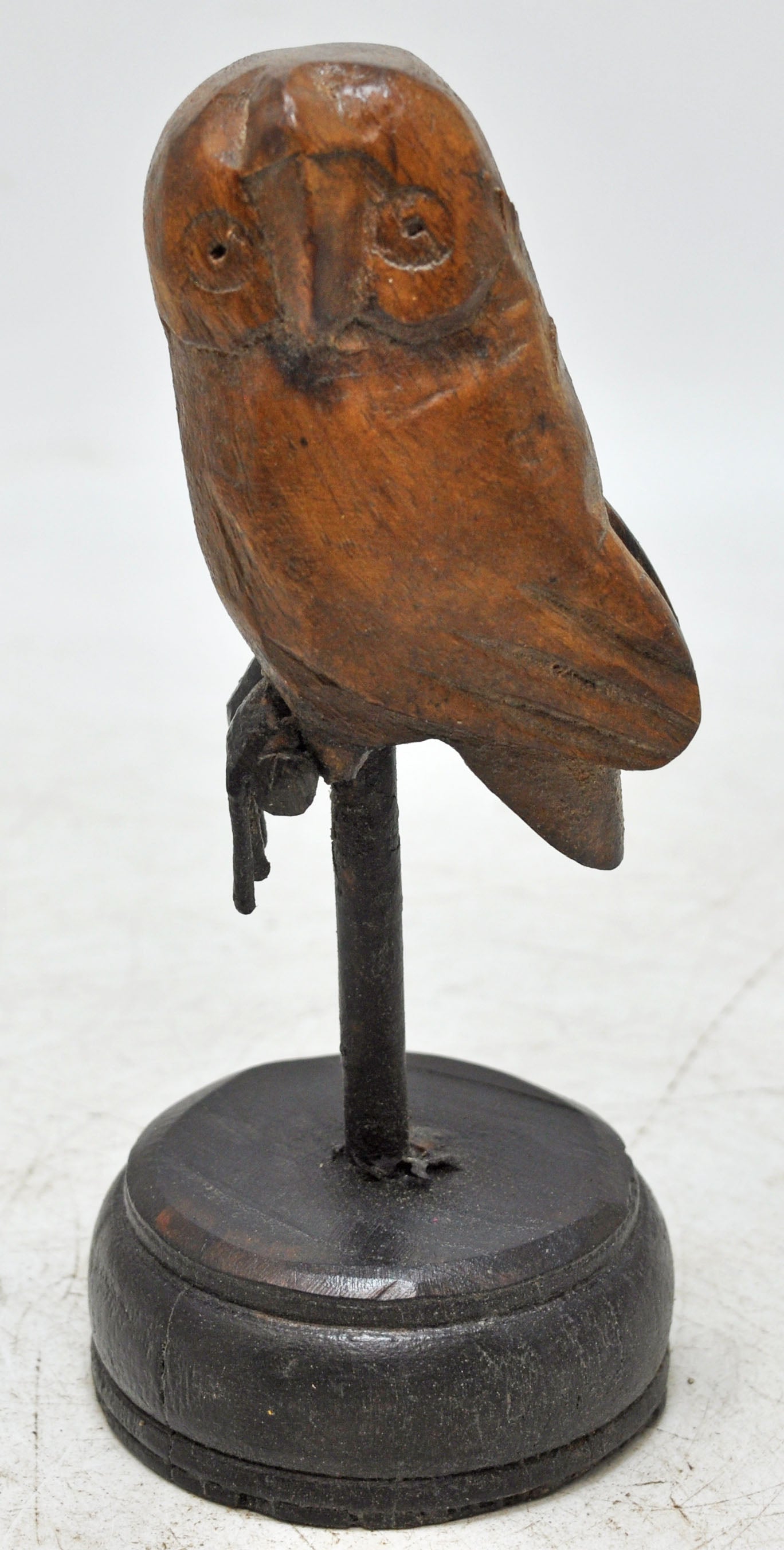 Vintage Wooden Small Owl Bird Figurine Original Old Fine Hand Carved