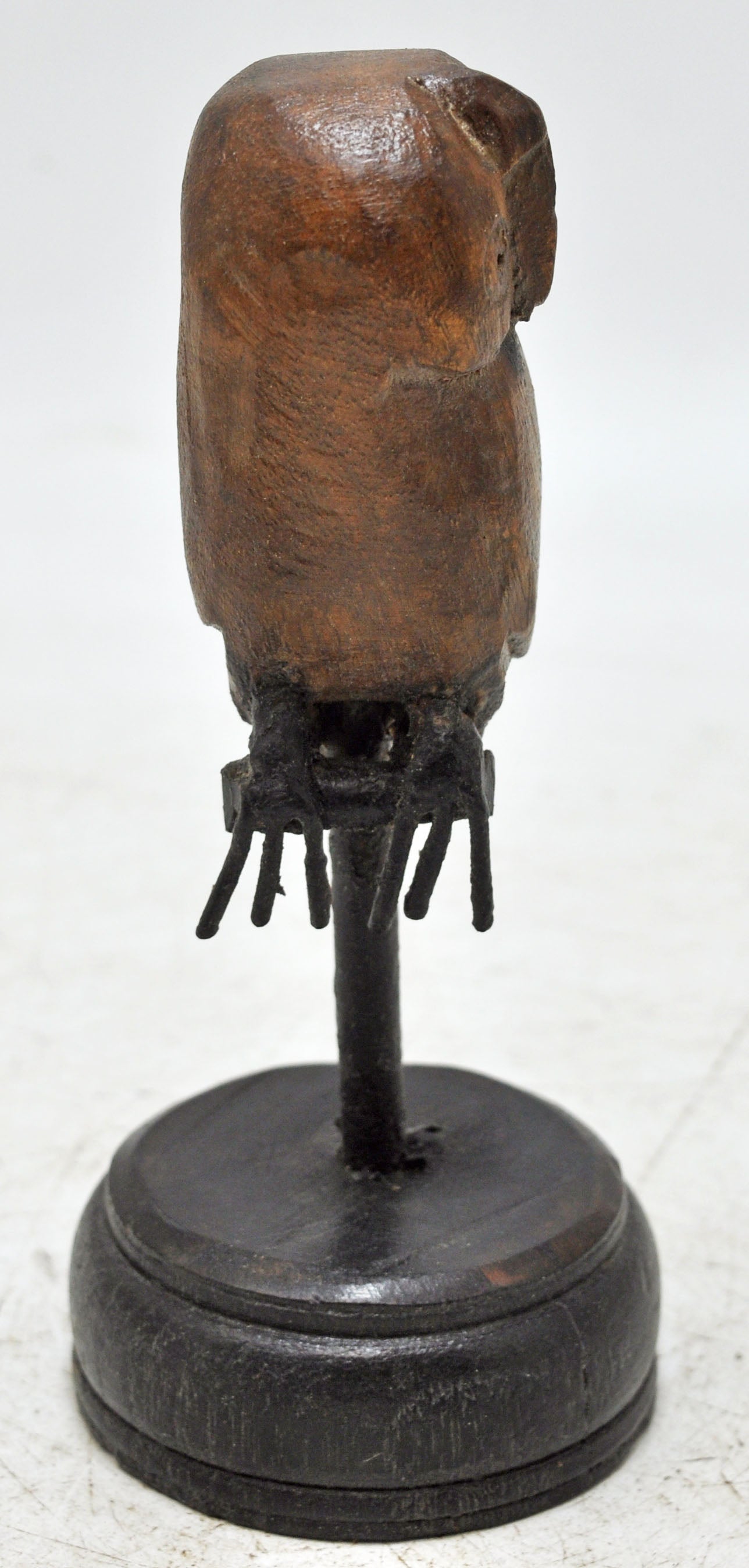 Vintage Wooden Small Owl Bird Figurine Original Old Fine Hand Carved