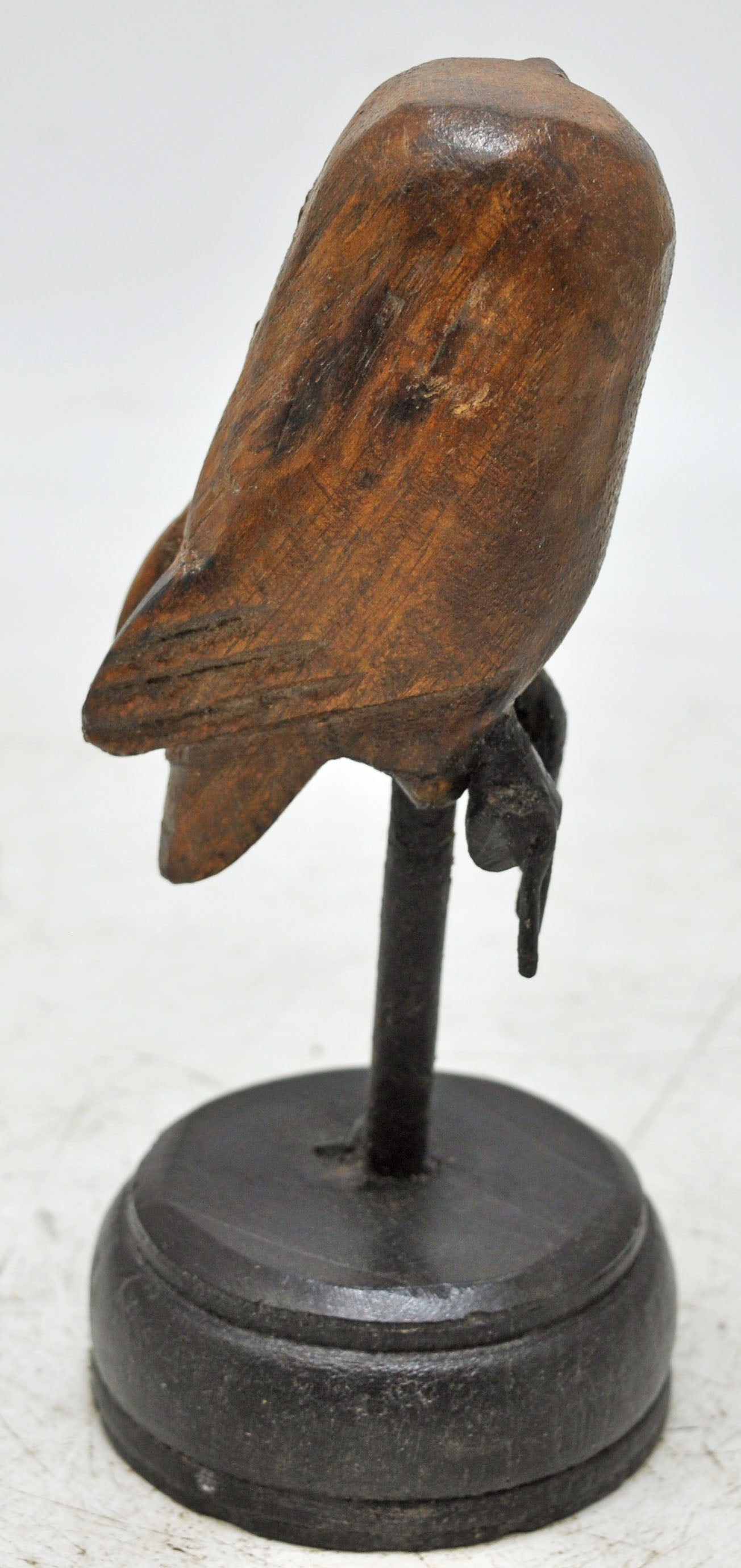 Vintage Wooden Small Owl Bird Figurine Original Old Fine Hand Carved