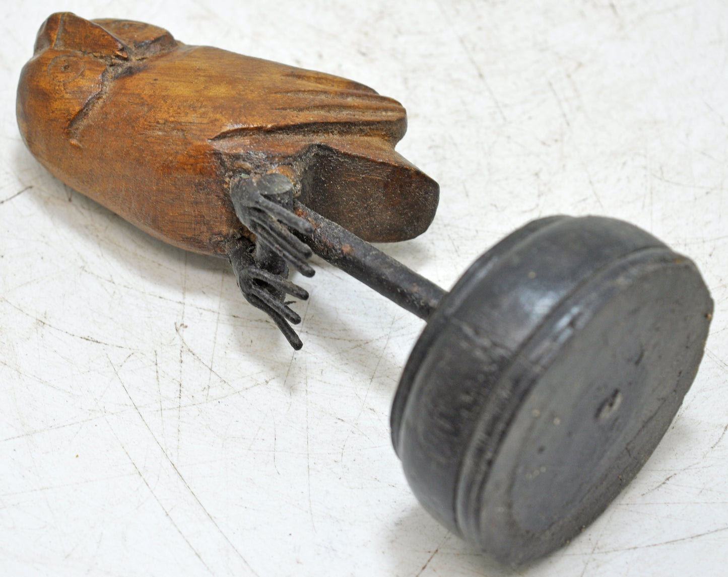 Vintage Wooden Small Owl Bird Figurine Original Old Fine Hand Carved