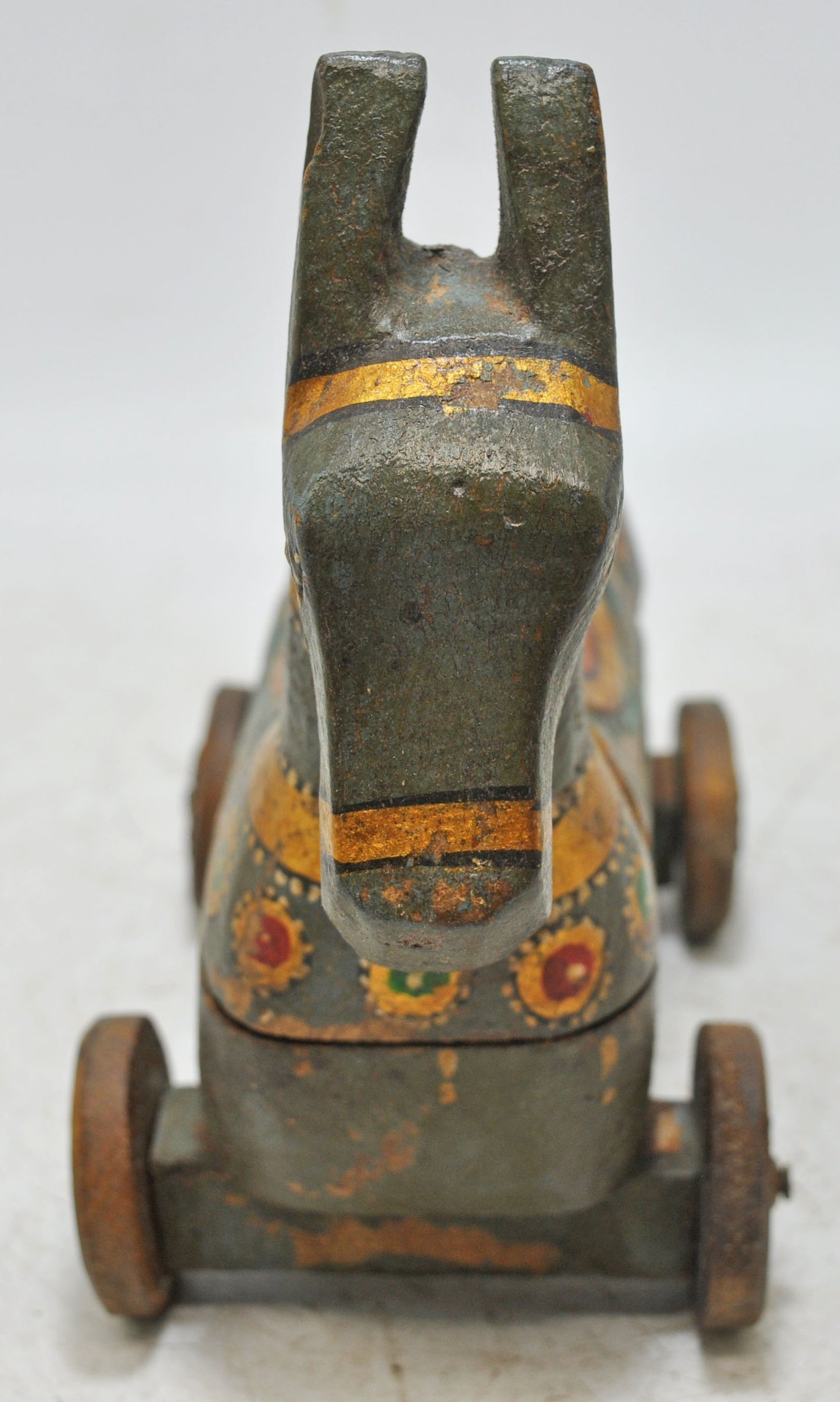Hand Carved Wooden Horse on Wheels Spice Box Fine Hand Painted
